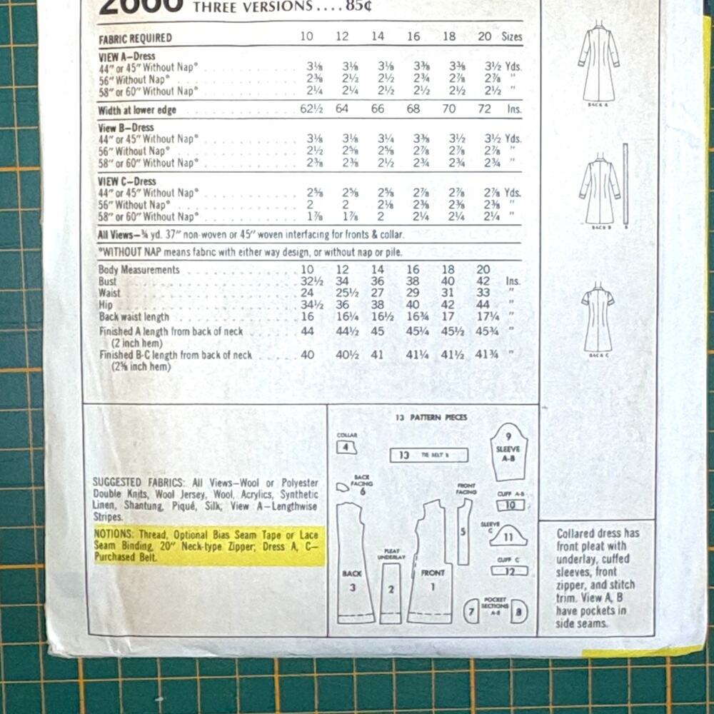 Vintage 1970 McCall's 2666 Sewing Pattern Misses' A Line Dress Mod Shirtdress - Picture 4 of 4